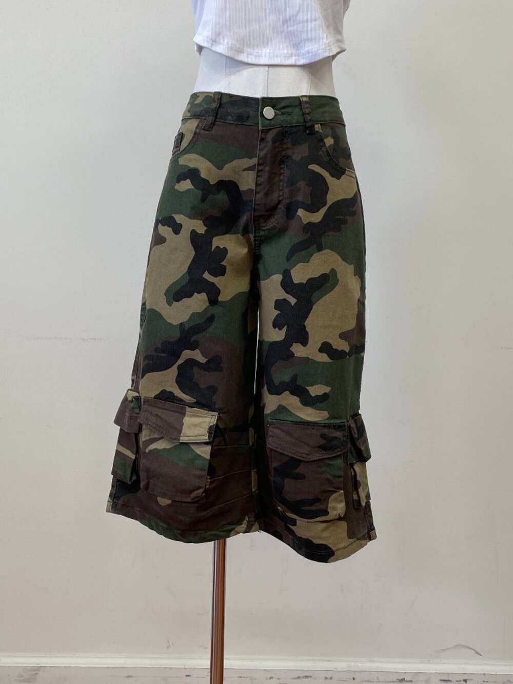 Women's Camo Baggy Wide Leg Culotte Jeans Jorts